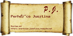 Perhócs Jusztina névjegykártya